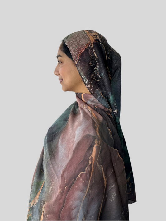Printed Modal Hijab – Ember print, soft breathable modal from Hijabaan NZ