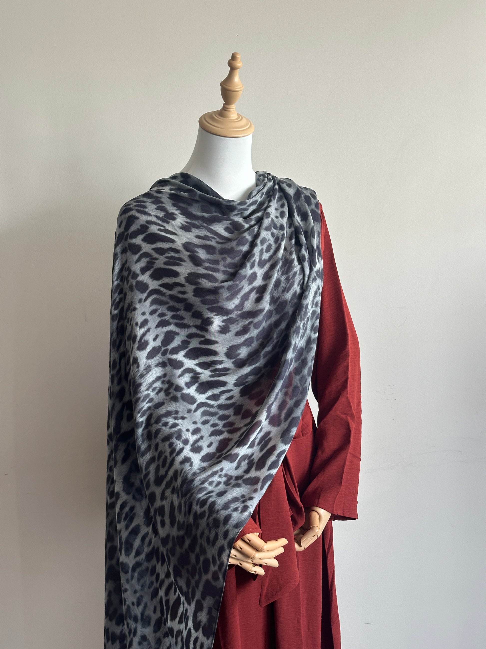 Printed Modal Hijab in Frosted – cool abstract modal scarf by Hijabaan NZ