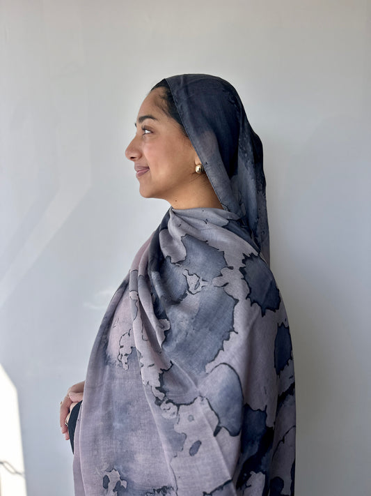Printed Modal Hijab – Marble pattern, soft breathable modal from Hijabaan NZ