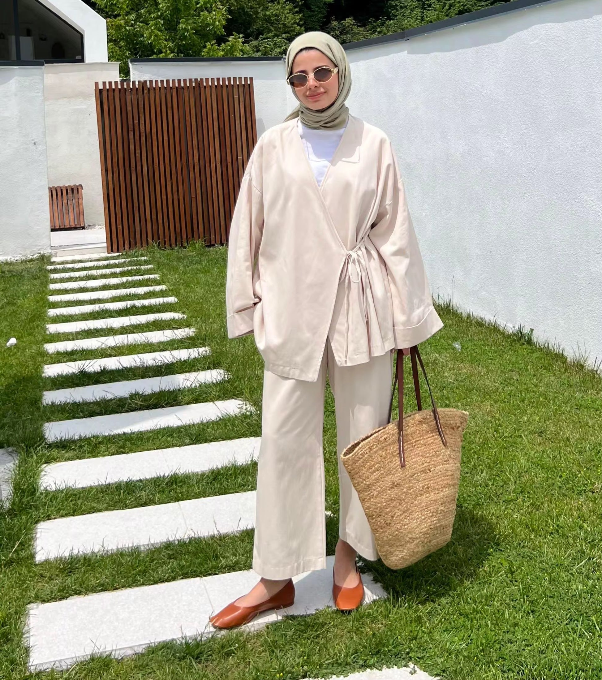 Sahara Co-ord Set – styled look showing chic modest fashion in cotton linen