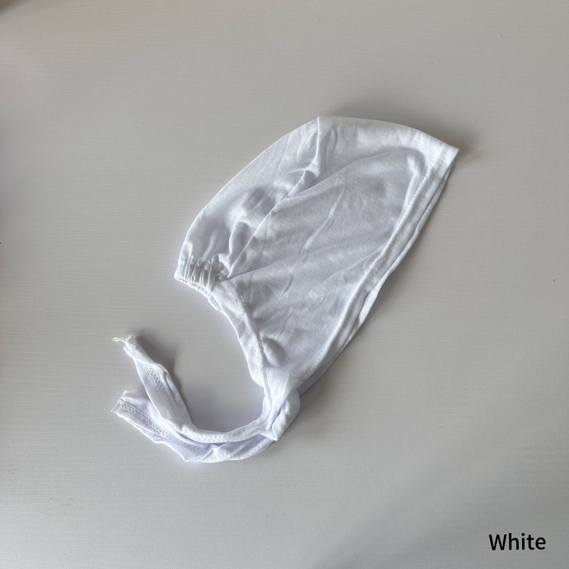 white cotton hijab cap with back tie