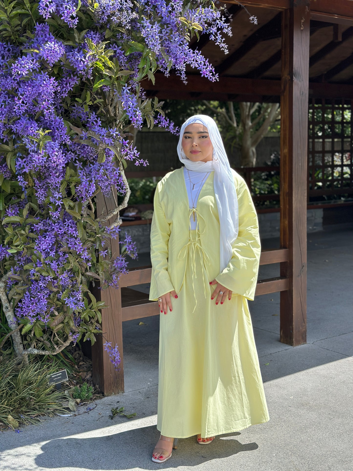 Zunairah Top & Skirt Set in butter yellow – modest cotton outfit by Hijabaan NZ