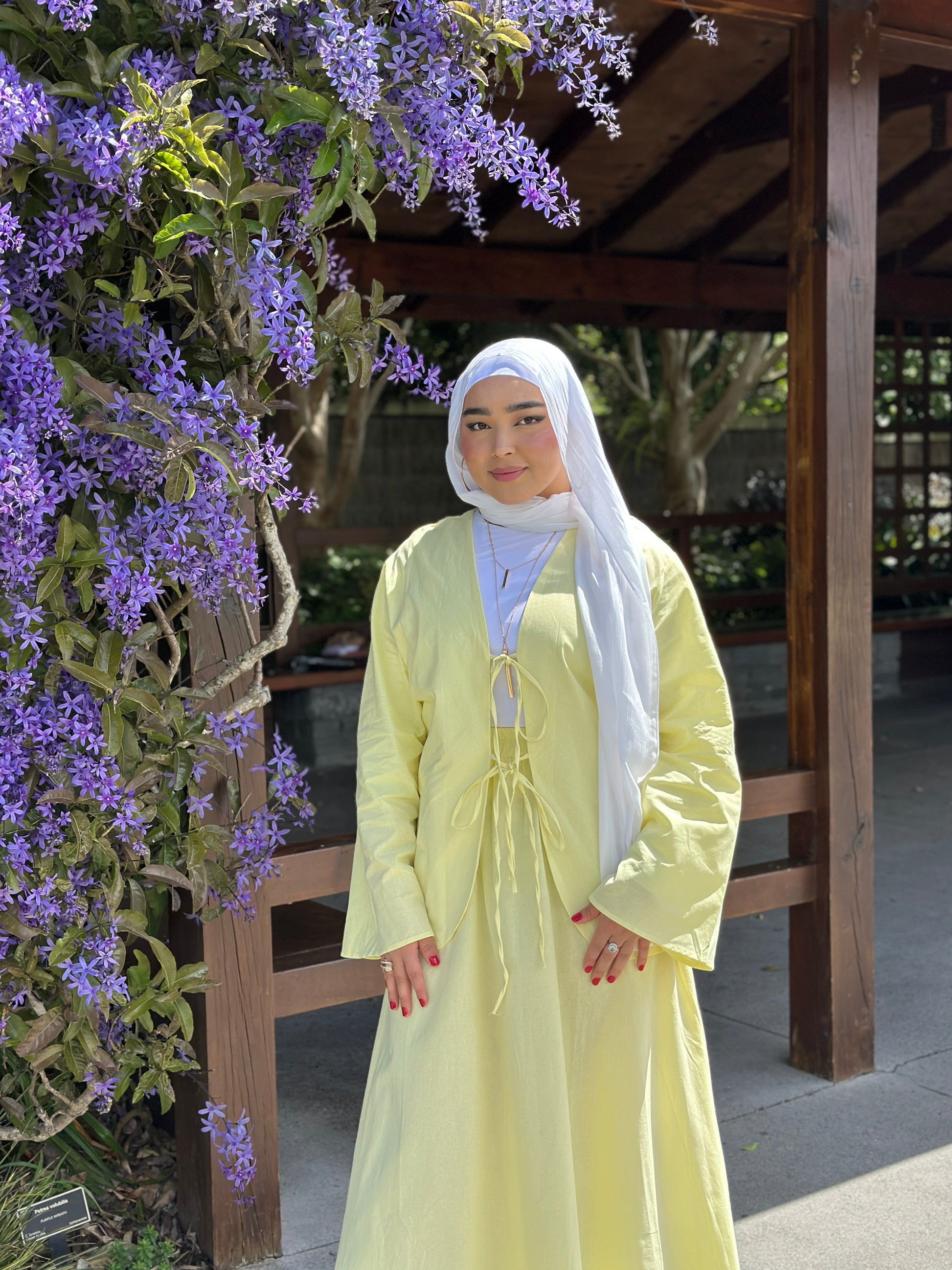 Close-up of cotton fabric and bow detailing on Zunairah Set – Hijabaan NZ